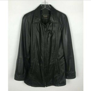 Julia S. Roma Woman's Black Leather Zip Jacket